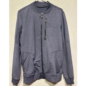 Lulullemon Six Pack Jacket Mens Medium Heathered Deep Navy Full Zip layer READ